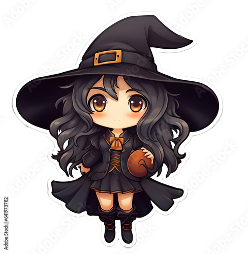 Cute little female witch icon emoticon sticker © Sigit