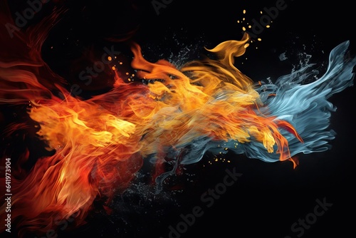 silhouette blue creative art traditional fetters dripped burning black energy fireball connection black Fire shiny love water image bond beautiful wave element background elements nature attaching