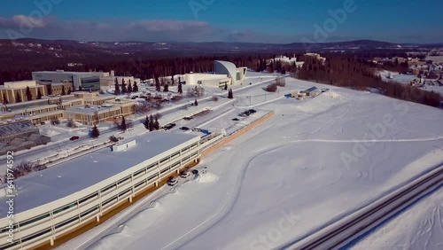 4K Drone Video of University of Alaska Fairbanks on Snowy Winter Day photo