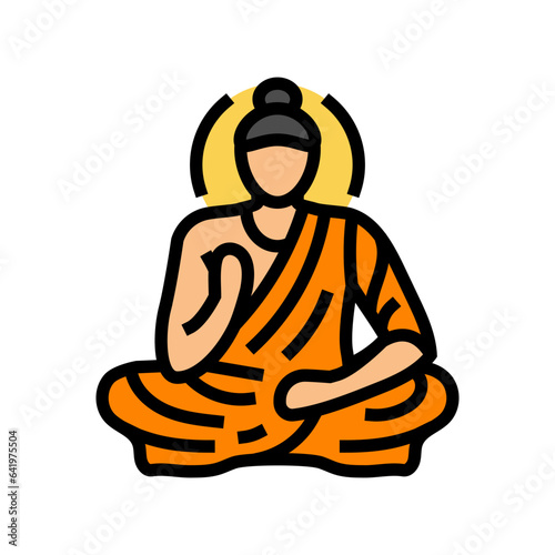 buddha siddhartha gautama color icon vector. buddha siddhartha gautama sign. isolated symbol illustration