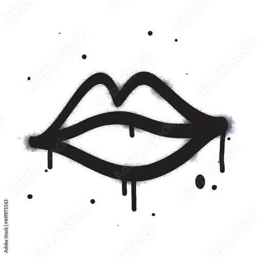 Spray painted graffiti mouth sign in black over white. Crown drip symbol. isolated on white background. vector illustration