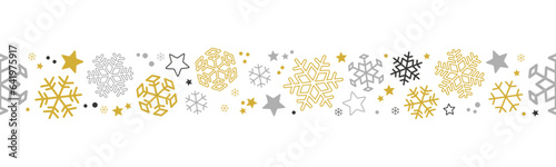 Bordüre aus Schneeflocken und Sternen