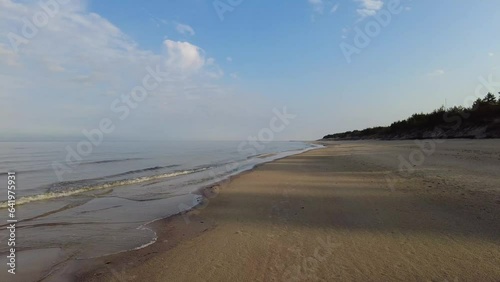 Beach and sea on cold dar day