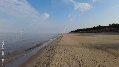 Beach and sea on cold dar day