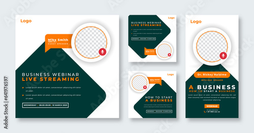Business Webinar Social Media Post for Online Marketing Promotion Banner, Story and Web Internet Ads Flyer