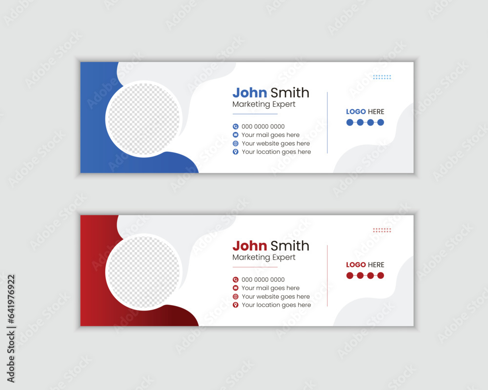 Corporate business email signature design set With , blue, red, green ...