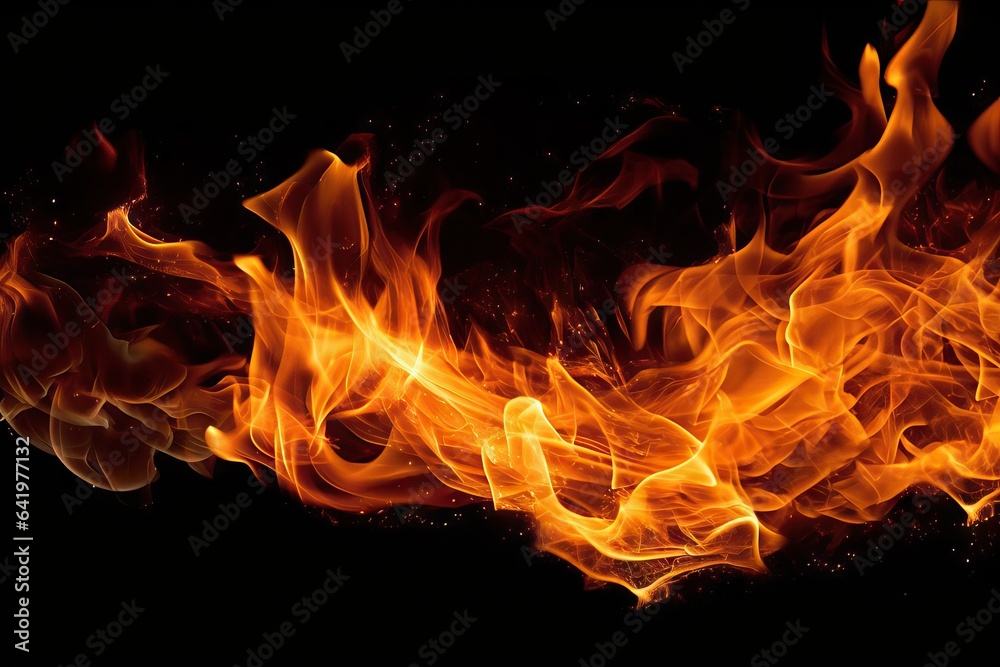 Fototapeta premium detail burn flames emergency balefire element background dangerous background fire danger abstract blazing fire border behaviour isolated colourful black ex beautiful isolated black campfire energy