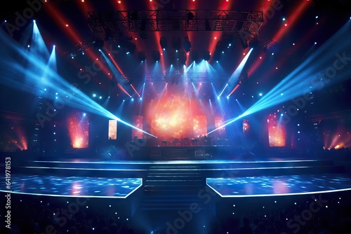 live high bright modern equipment media decorate light beautiful colours lamp concert entertainment Stage event design lights indoor effect night decoration perfor blue background illumination neon photo