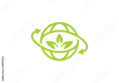 creative leaf globe logo design vector illustration