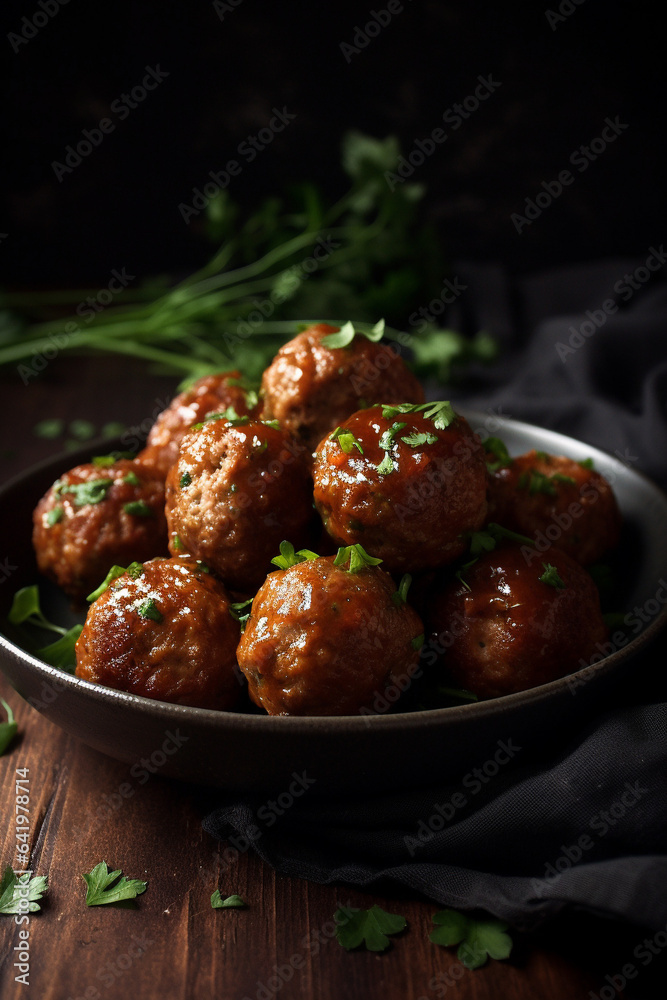 Delicious serving of meatballs generative AI Delicious serving of meatballs generative AI