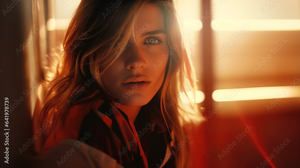 Sunlight shinign behind woman portrait Sunlight shinign behind woman portrait