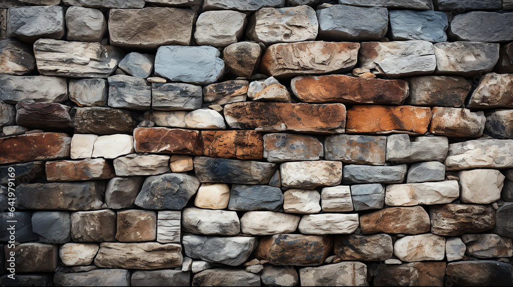 Gray and brown old stone wall background. Generative AI Gray and brown old stone wall background. Generative AI