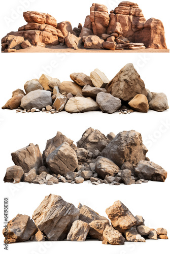 Set of Rock formation in a desert . Isolated on transparent background