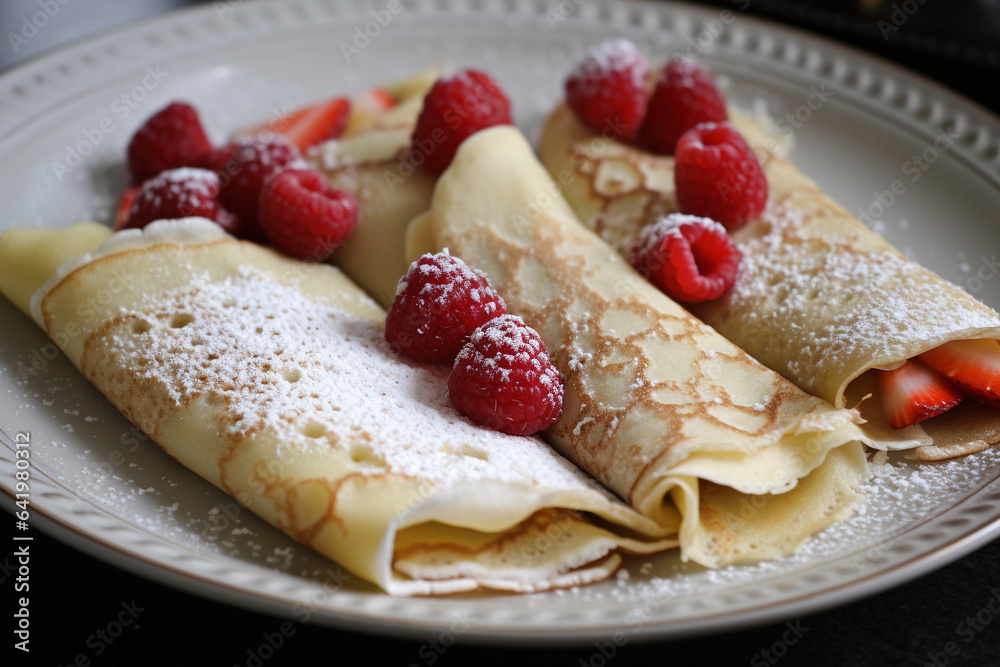 Crepes with raspberry generative AI Crepes with raspberry generative AI