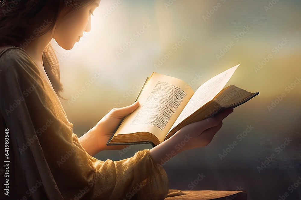 female religion reading adult white person holy meditation darkness