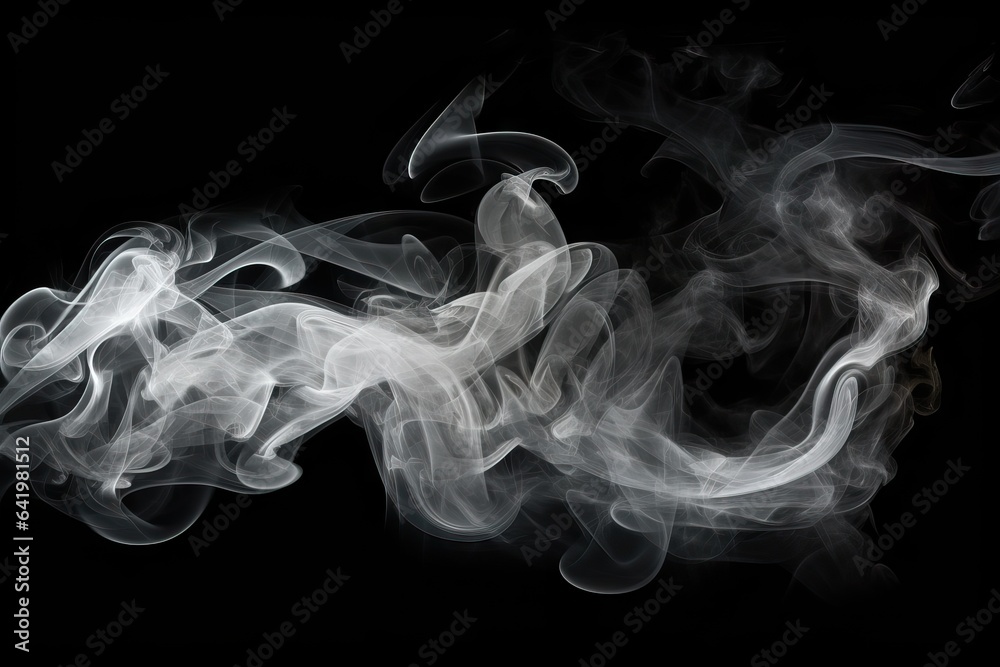 air wave mi smoke infuriated magic isolated black design black smell abstract swirl background motion White fire curve smoke light stream shape art smooth mystic background isolated effect concept - obrazy, fototapety, plakaty 