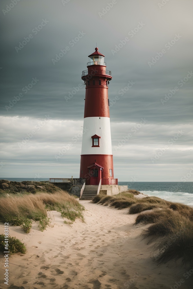 lighthouse on the coast of state country. Generative AI