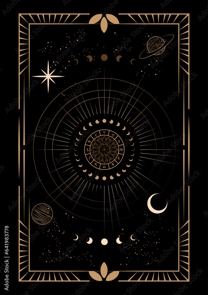 Magical Celestial Interstellar Frame Illustration