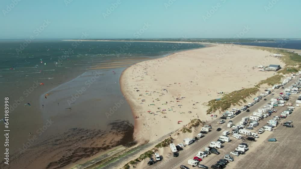 North Sea Beach With Brouwersdam's Popular Kitesurfing Spot In Zeeland, The Netherlands. Aerial Shot
North Sea Beach With Brouwersdam's Popular Kitesurfing Spot In Zeeland, The Netherlands. Aerial Shot