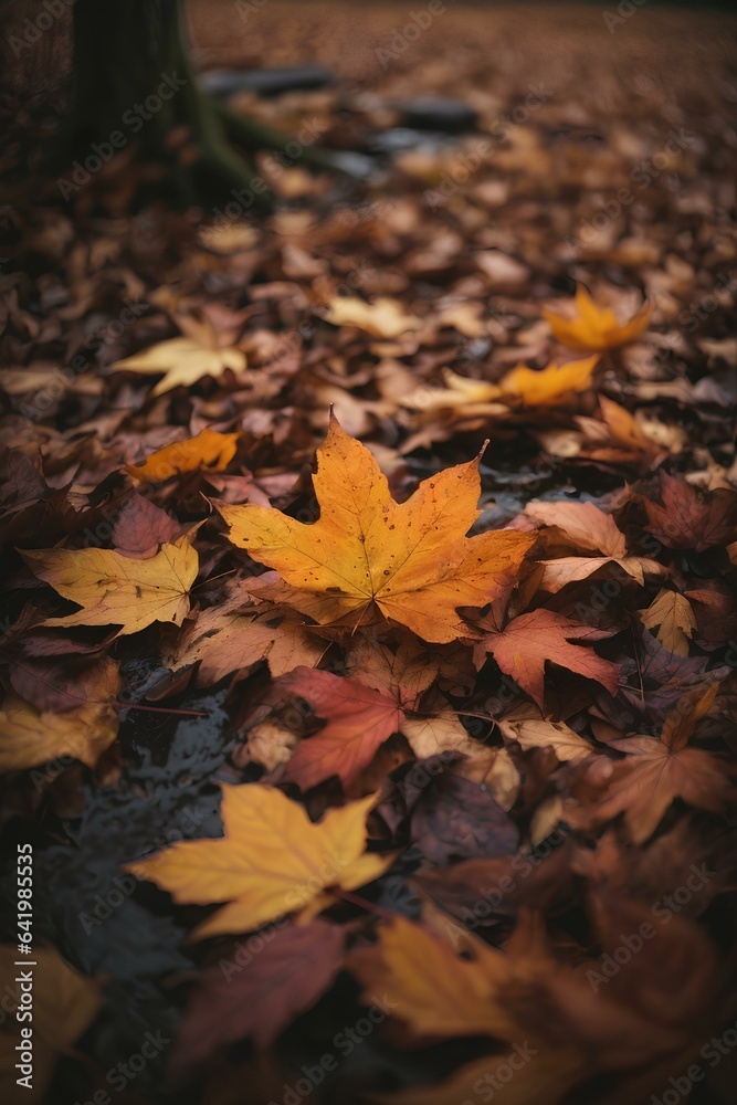autumn leaves in the forest. Generative AI autumn leaves in the forest. Generative AI