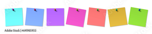 sieben bunte Notizzettel - Wochenplaner, mit Schatten