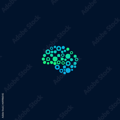 brain dot illustration design logo vector