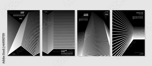 Bundle of blend line abstract A4 cover design
