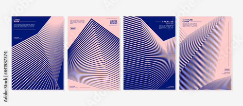 Set of blend line abstract poster cover template