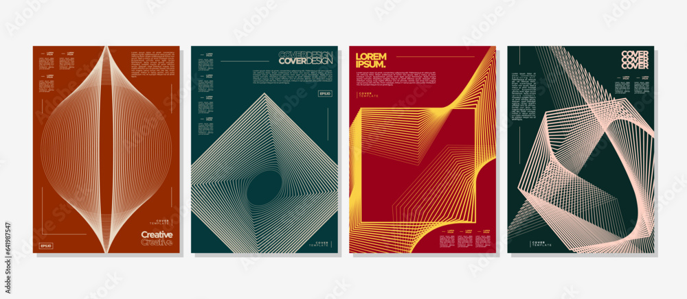 Modern line stripe abstract shape cover design set