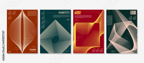 Modern line stripe abstract shape cover design set
