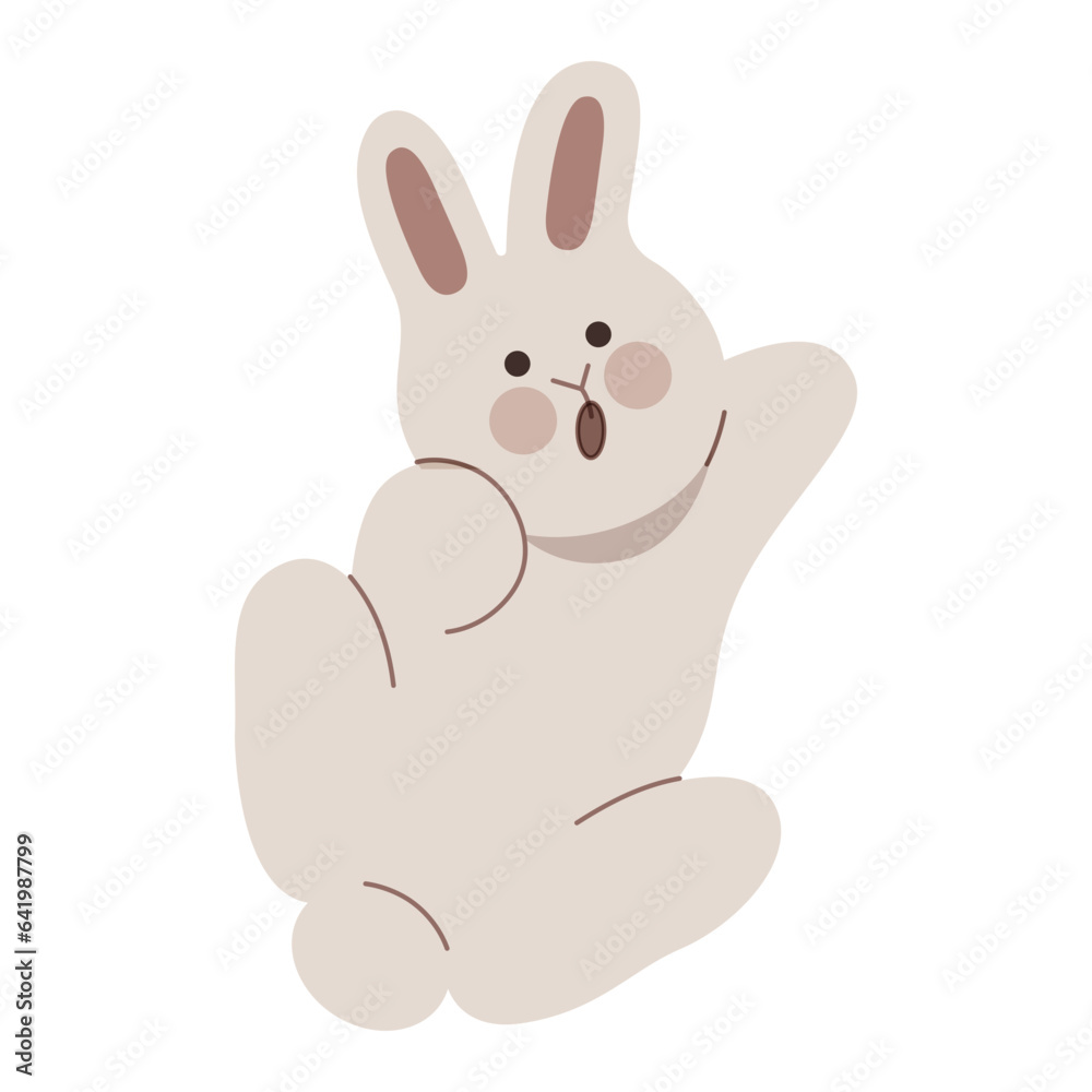 Obraz premium Cute rabbit jumping flat illustration