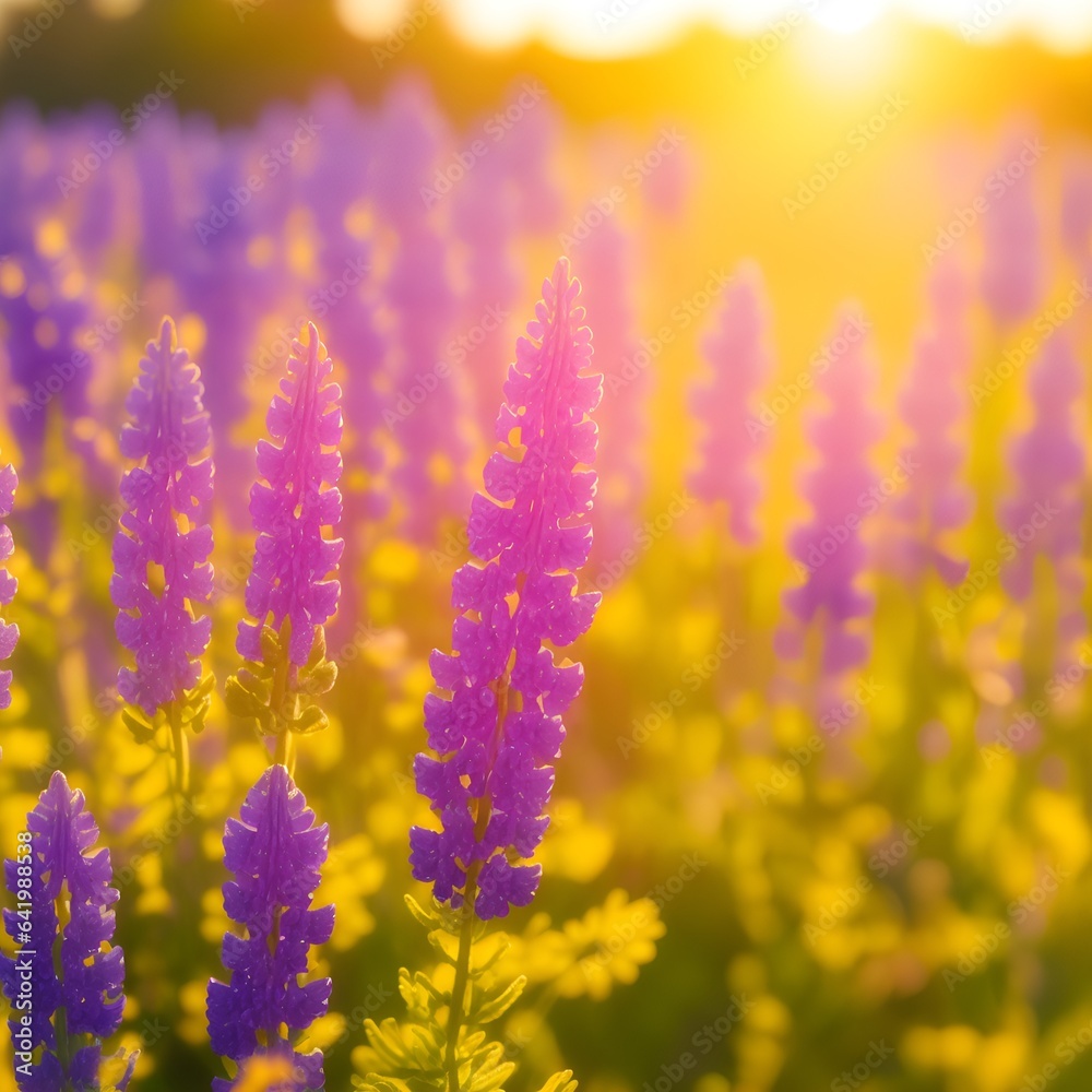 Fototapeta premium A vibrant bouquet of majestic lupines backgrounds