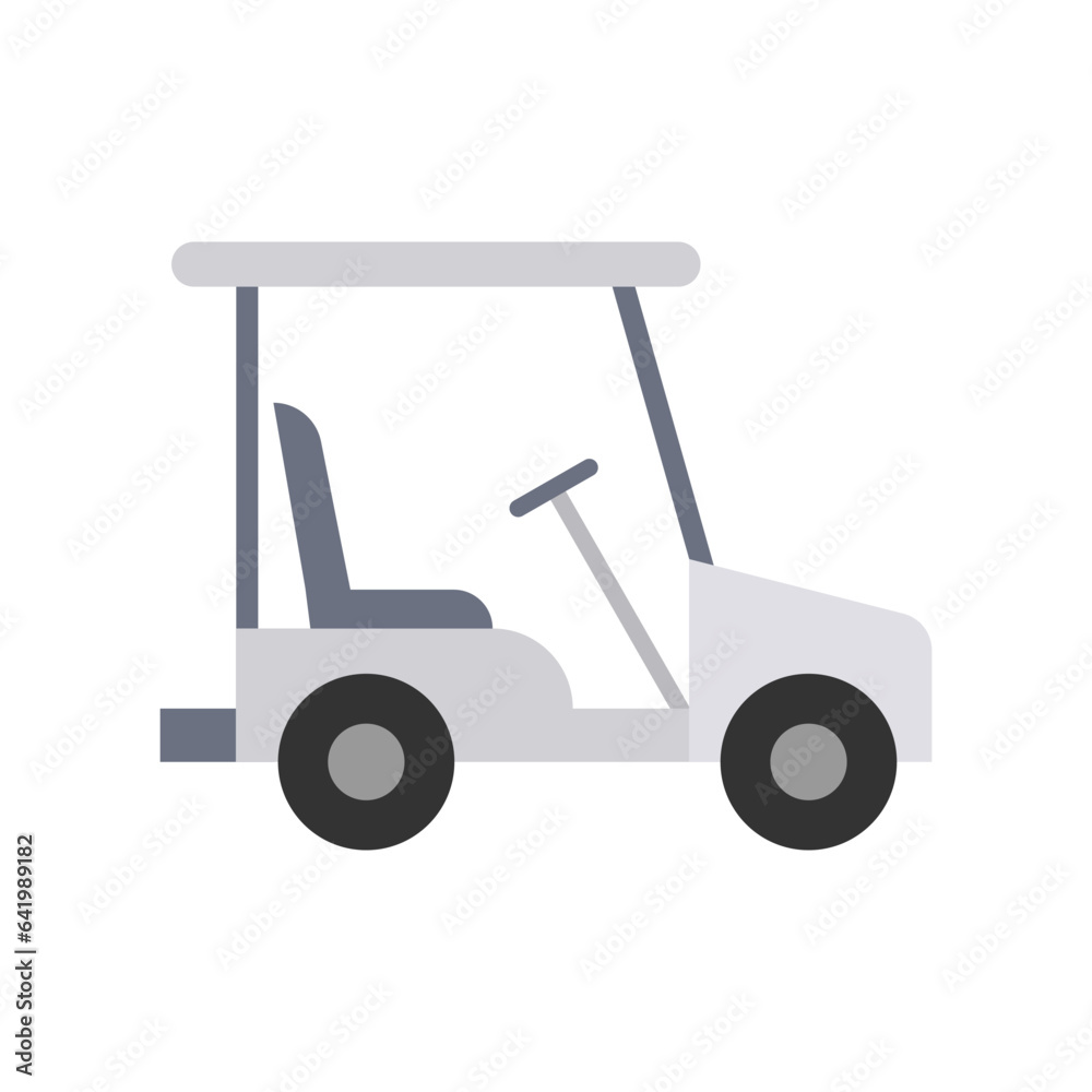 Electric golf cart icon. Transportation golf cart pictogram isolated on a white background.