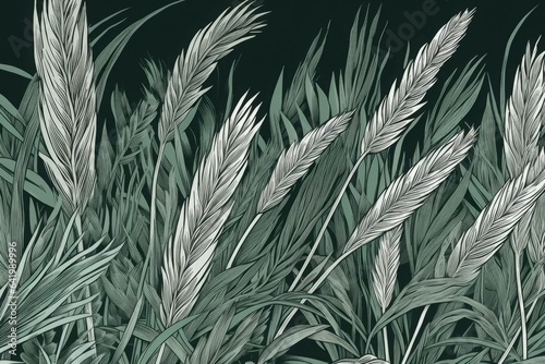 Engraved wheat botanical. Generate Ai photo