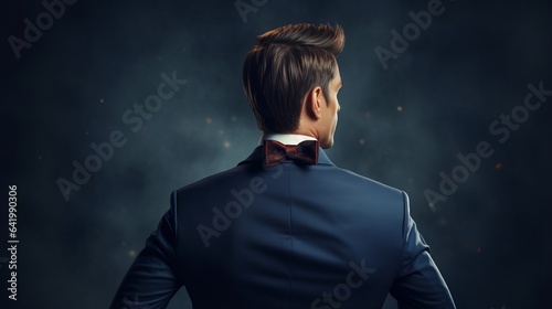 businessman with question mark overhead - concept of searching for a solution and doubt on dark blue background