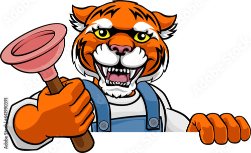 Tiger Plumber Cartoon Masco...