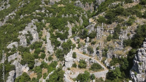 Amazing Aerial view of Vradeto Steps at Vikos gorge and Pindus Mountains, Zagori, Epirus, Greece
 photo