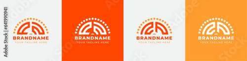 Letter NP and PN or ZP and PZ Sunrise  Logo Set, suitable for any business with NP and PN or ZP and PZ initials.