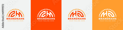 Letter HN and NH or HZ and ZH Sunrise Logo Set, suitable for any business with HN, NH, HZ, ZH initials.