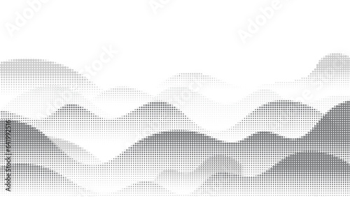 Abstract mountain background vector. Mountain landscape with fading dot effect, gradient dot grunge texture. Sand effect hills art wallpaper design for print, wall art, cover and interior.