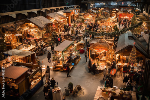 From above, the layout of the market comes into view, a maze of joy and festivity