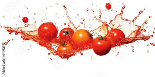 Splashes of tomato juice isolated on a white background.
