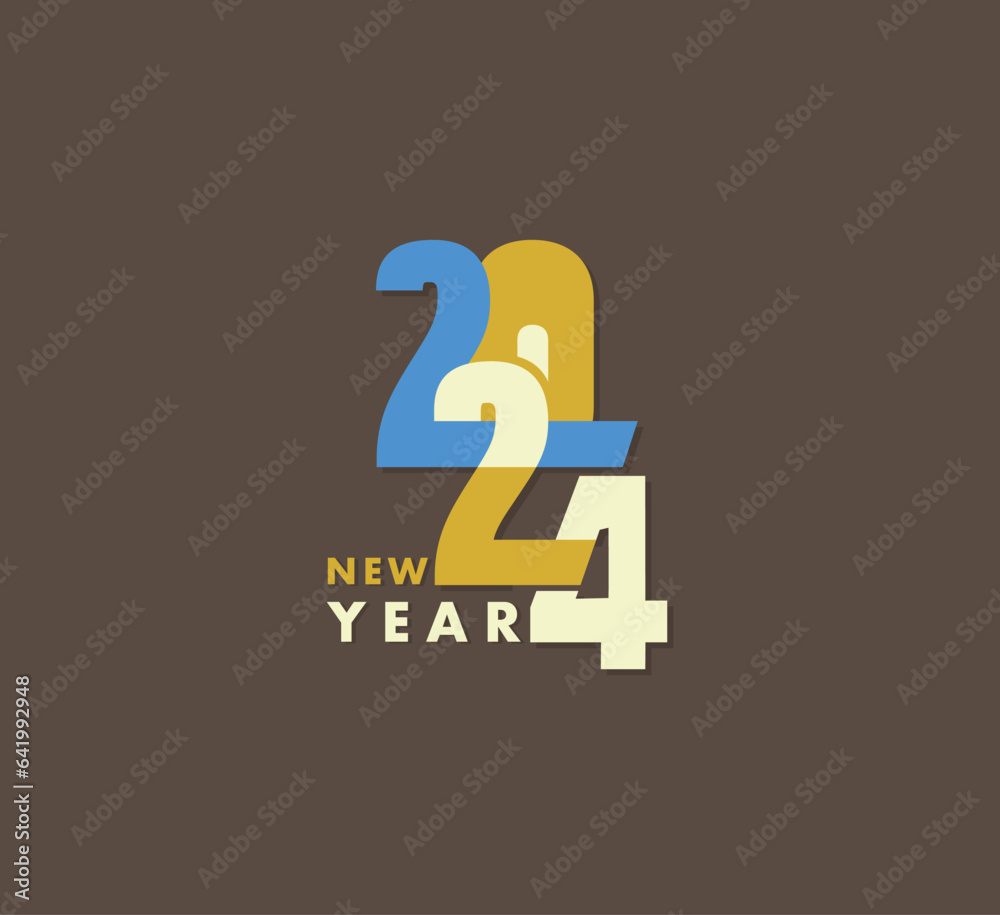 New 2024 Year. Holiday vector illustration of Golden numbers 2024, 2024