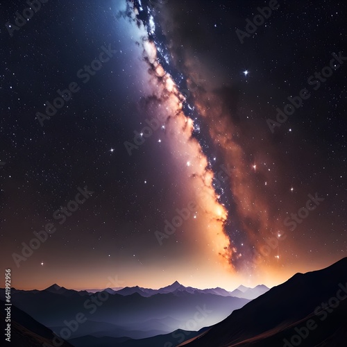 Milky way over the mountain range. Elements of this image furnished by NASA
