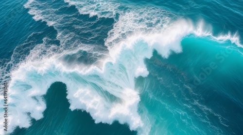 Aerial view of stormy ocean waves. Generative ai