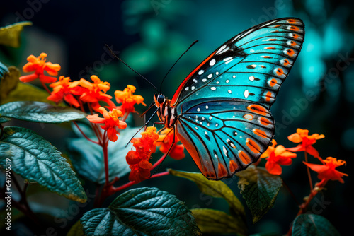 A delicate butterfly perching on a vibrant flower