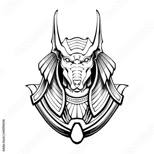 the egypt anubis line art vector