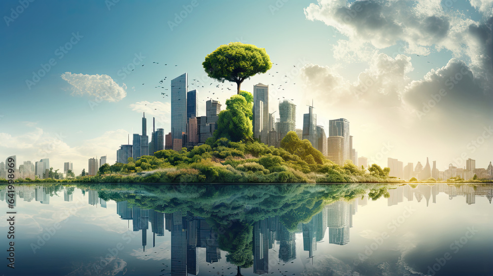 Obraz premium AI-guided climate change solutions mitigating environmental impact.