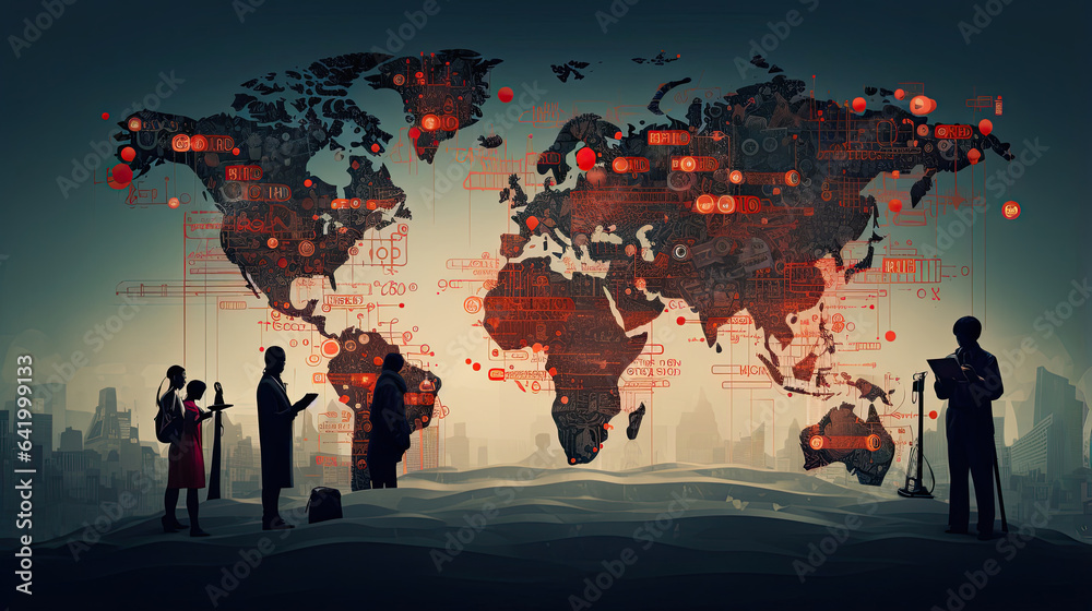 AI-generated language translations facilitating global communication. AI-generated language translations facilitating global communication.