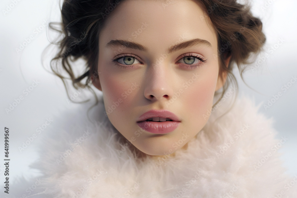 Winter Elegance with Fur Coat. A woman in a white fur coat exudes beauty and style in the winter season. Winter Elegance with Fur Coat. A woman in a white fur coat exudes beauty and style in the winter season.